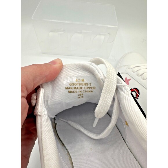 GBG Los Angeles White Sneakers 6.5 Paris Patch Red Heel - Picture 12 of 12